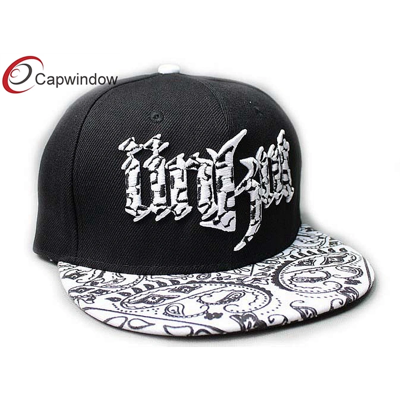 Black Amoeba Pattern Printing Hip Hop Baseball Caps With 3D Embroidery On Crown