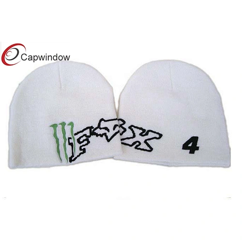 100% Acrylic Beanie Winter Hats With Monster Embroidery Logo On Front