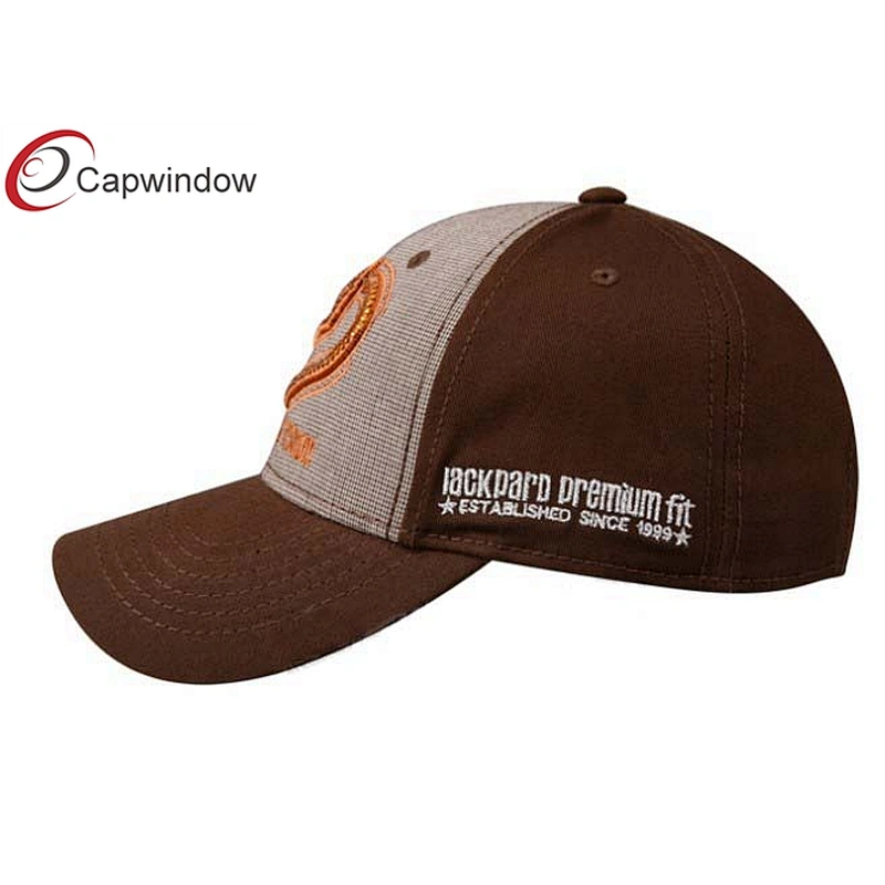 3D Embroidery With Faked Diamond Golf Baseball Hats And Gold Embroidery On Right