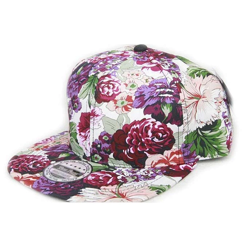 Allover Flower Printing Pattern Hip Hop Baseball Caps With Velcro Closure