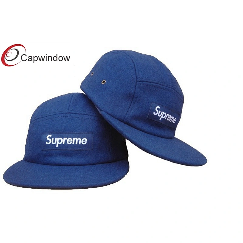 Grey Worsted Wool Baseball Caps With Woven Label On Front