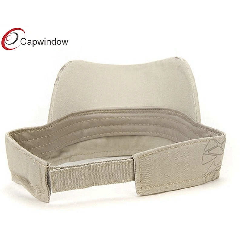 Flat Embroidery and Printing Tennis Sun Visor With Stone Washed Cotton Twill