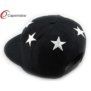 30% Wool 70% Acrylic Wool Baseball Caps With White 3D Star Embroidery