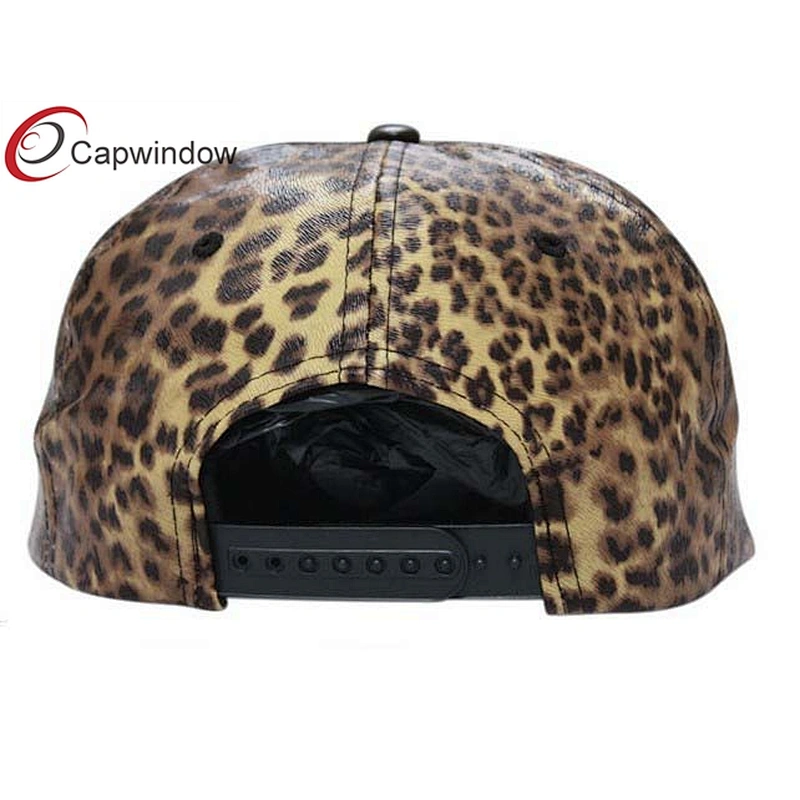 Leopard-Print Leather Custom Strapback Cap With Velcro Closure
