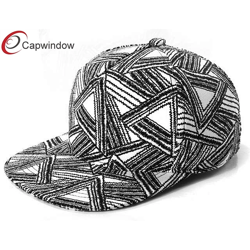 Black Triangle Pattern Printing Hip Hop Baseball Caps With 3D Embroidery On Back
