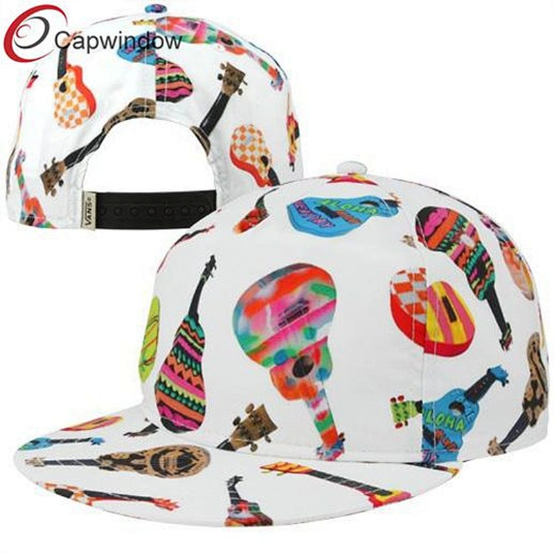 Casual Friday Snapback Adjustable Hat of White Ukuleles with Sublimated Graphics