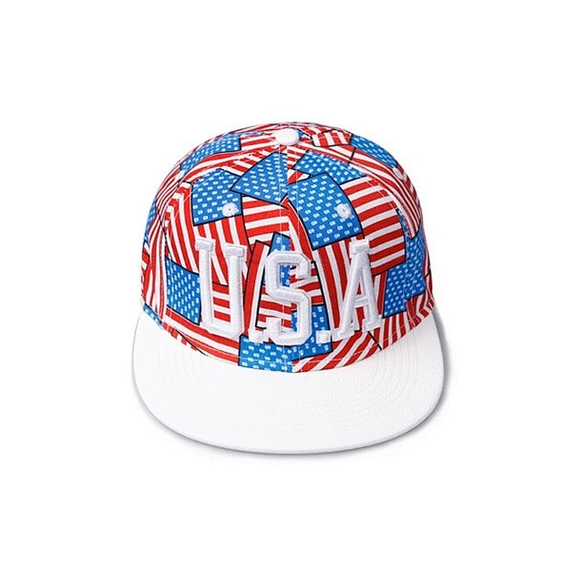 Allover USA Flag Pattern Printing Hip Hop Baseball Caps With 3D Embroidery
