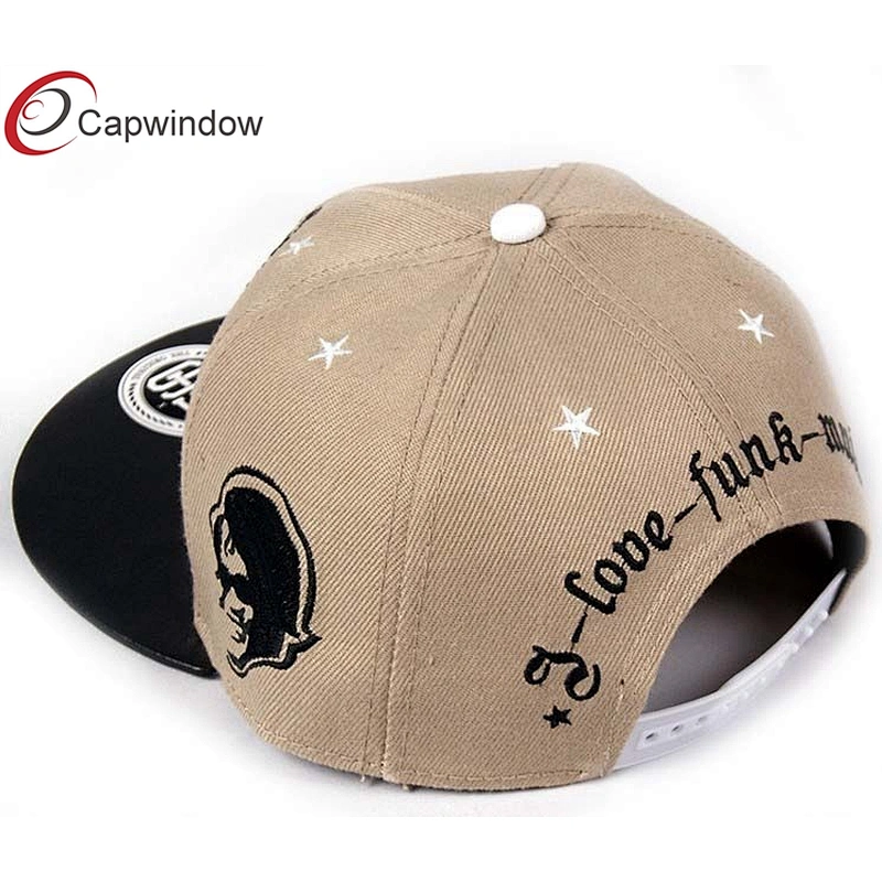 Black Letter Printing Under Peak Flat Brim Baseball Hats With 3D Embroidery