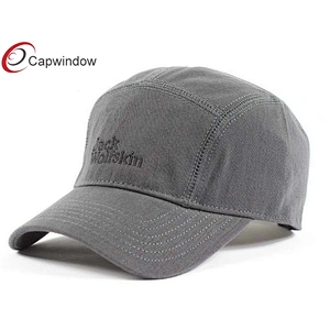 Stone Washed Heavy Brushed 5 Panel Camper Cap With Yellow On Front