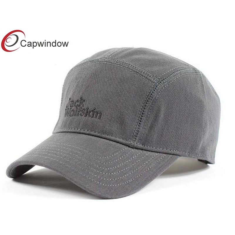 Stone Washed Heavy Brushed 5 Panel Camper Cap With Yellow On Front