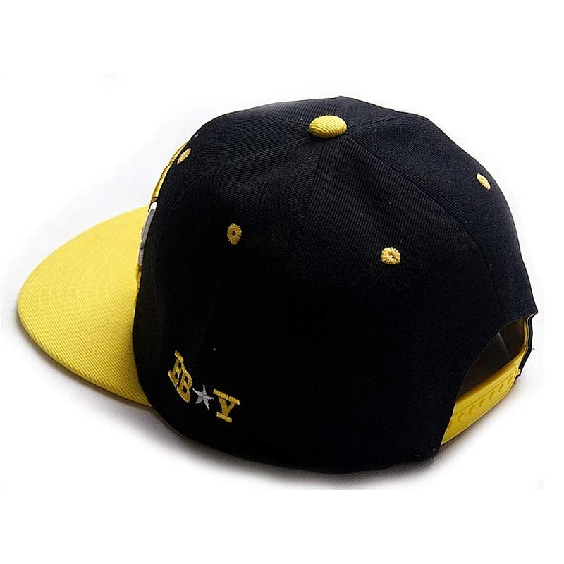 Yellow Ture 3D Embroidery Flat Brim Baseball Hats With Yellow Peak