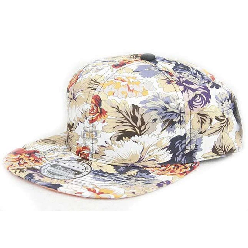 Allover Flower Printing Pattern Hip Hop Baseball Caps With Velcro Closure