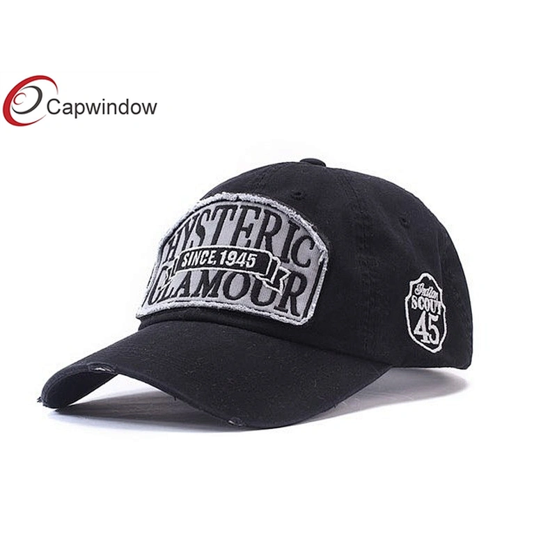 Stone Washed Heavy Brushed Golf Baseball Hats With Applic Embroidery