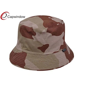 Men`s Camouflage Pattern Printing Fisherman Bucket Hat With A Woven Label