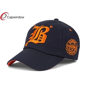 Gold 3D Embroidery Cotton Baseball Caps With Stone Washed Fabric