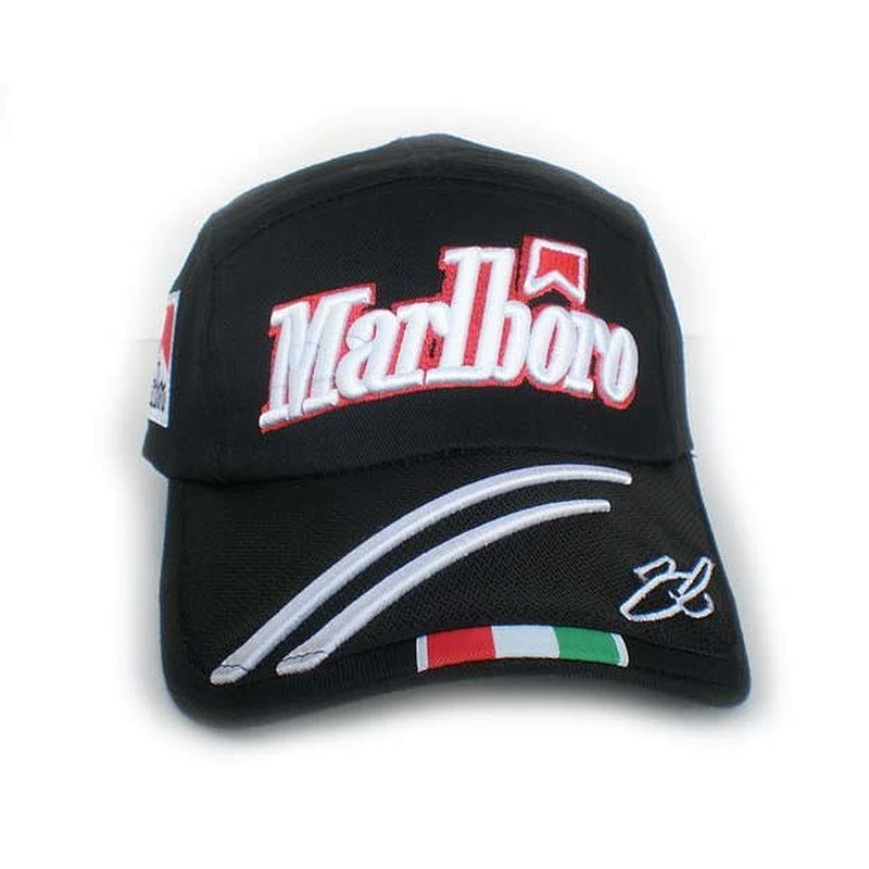 MarIboro 3D Embroidery Racing Baseball Caps With Red Sandwich Peak
