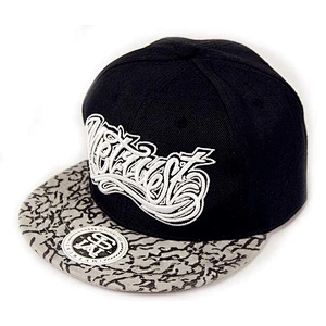Black Printing Pattern Flat Brim Baseball Hats With 3D Embroidery