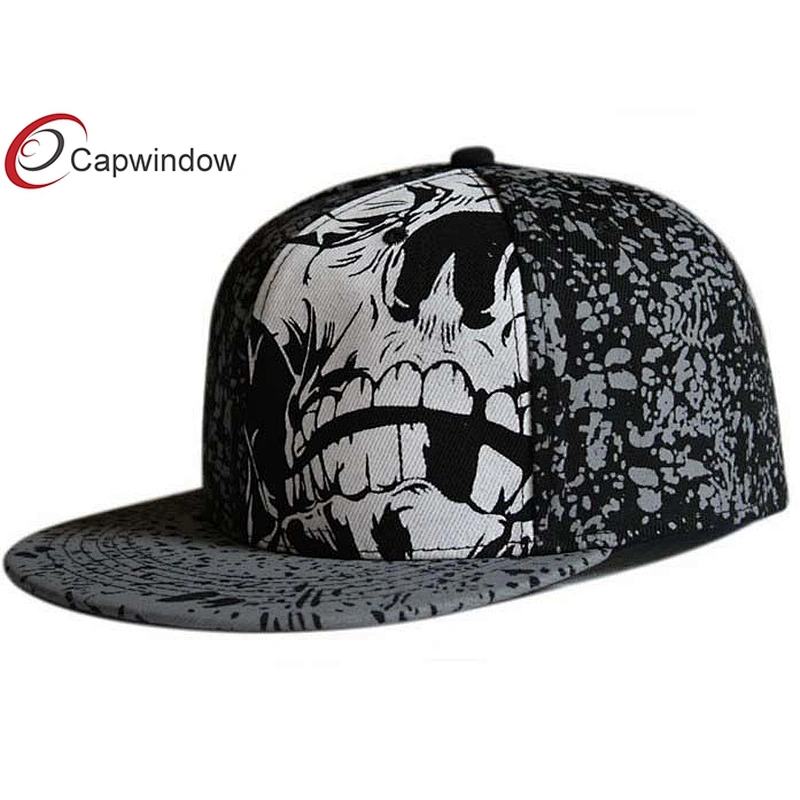 Allover White Printing Fitted Baseball Hats With Elastic Sweatband