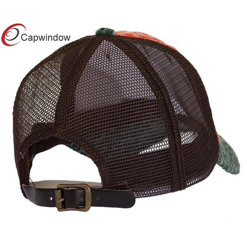 CF Patching Embroidery Trucker Mesh Caps With A Leather Strap Closure