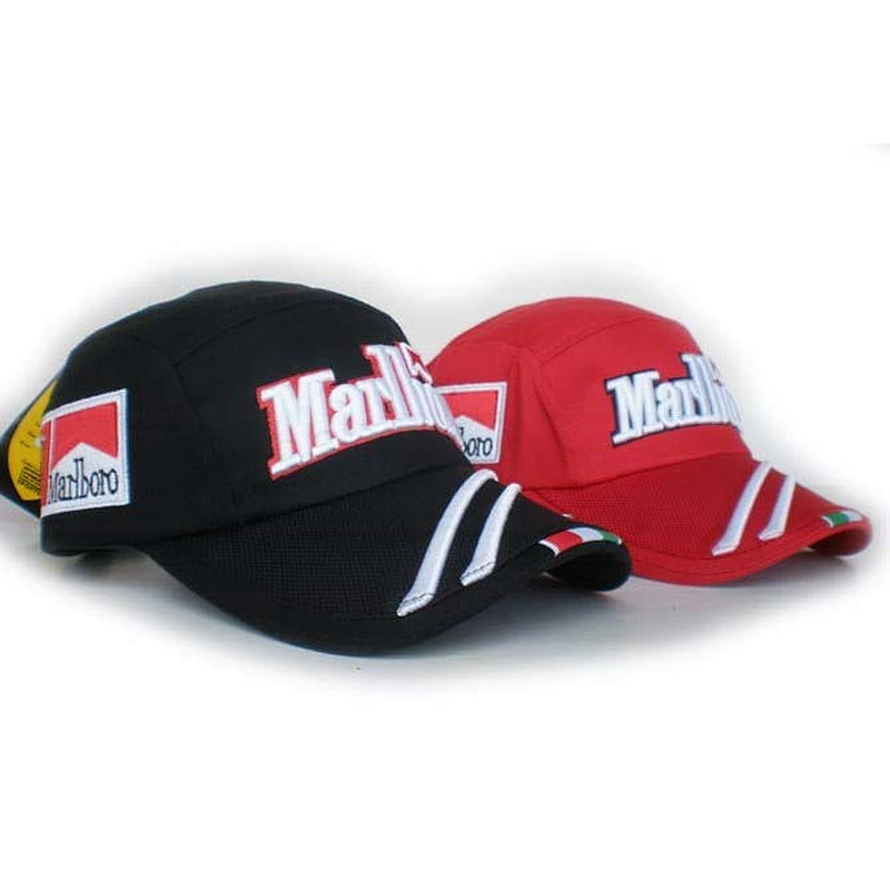 MarIboro 3D Embroidery Racing Baseball Caps With Red Sandwich Peak