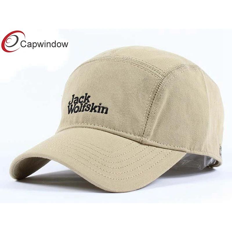 Stone Washed Heavy Brushed 5 Panel Camper Cap With Yellow On Front