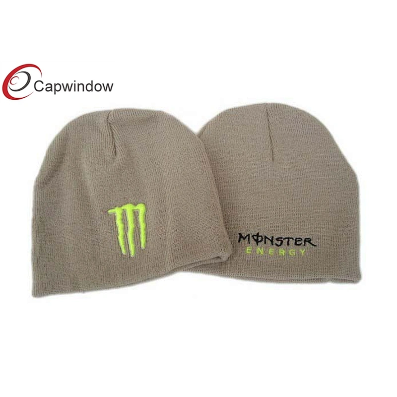 Skiing Beanie Winter Hats With 3D Monster Embroidery Logo On Front