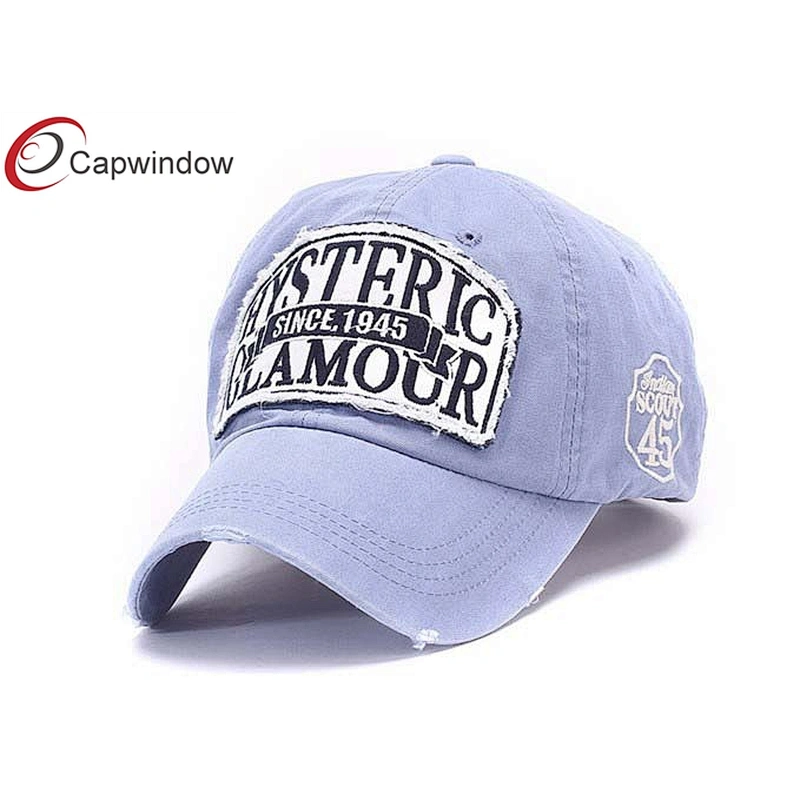 Heavy Brushed Golf Baseball Hats With GLAMOUR Washed Applic Embroidery