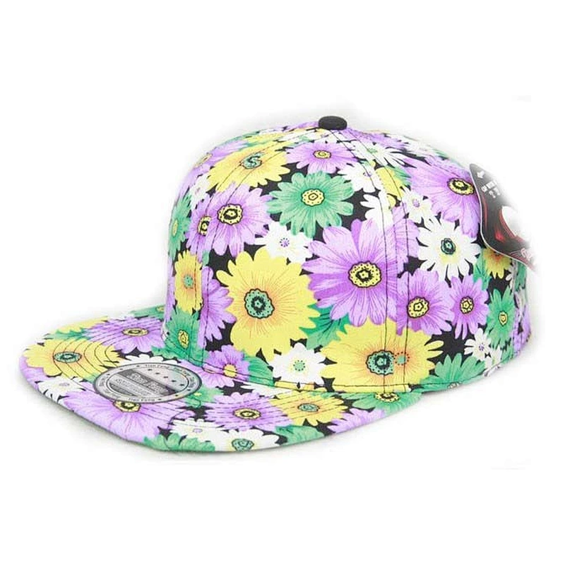 Allover Flower Printing Pattern Hip Hop Baseball Caps With Velcro Closure