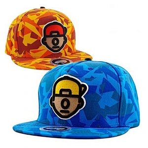 Blue Irregular Figure Pattern Printing Childrens Baseball Caps With 3D Logo