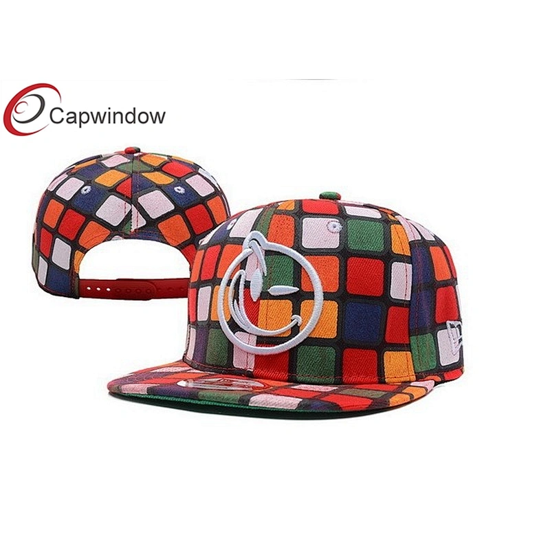 Allover Triangle Printed Custom Strapback Cap With Plastic Hole Closure
