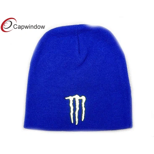 100% Acrylic Beanie Winter Hats With Flat Embroidery Logo On Front