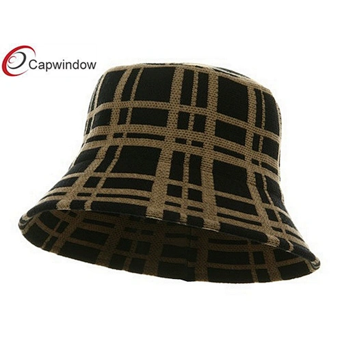 Black Khaki Plaid Winter Bucket Hat
