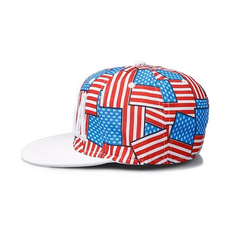 Allover USA Flag Pattern Printing Hip Hop Baseball Caps With 3D Embroidery