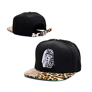 Leopard-Print Leather Custom Strapback Cap With Metal Bucker Buckle Closure