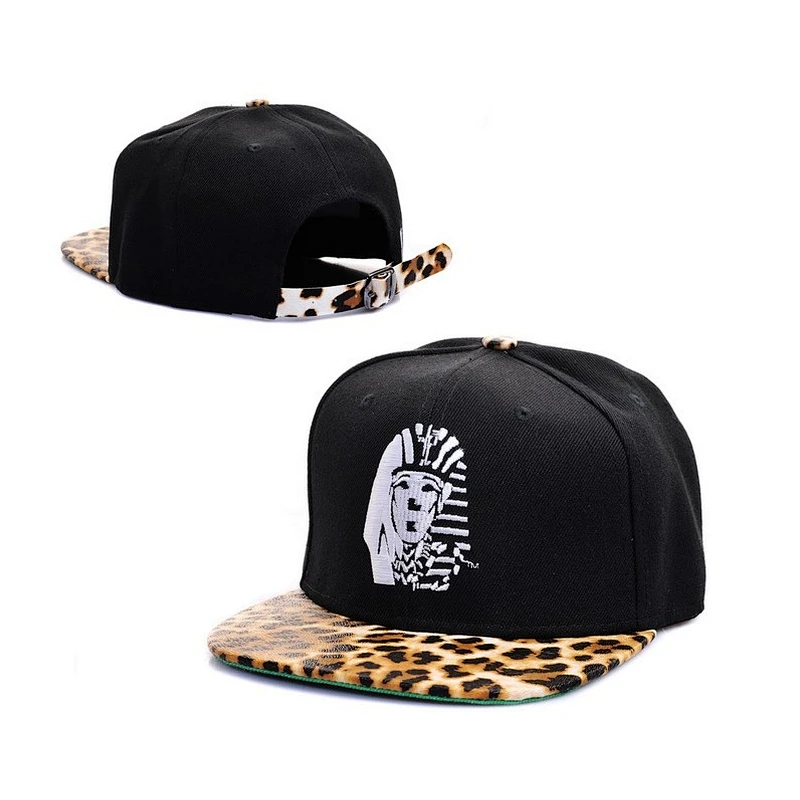 Leopard-Print Leather Custom Strapback Cap With Metal Bucker Buckle Closure