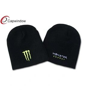 Skiing Beanie Winter Hats With 3D Monster Embroidery Logo On Front