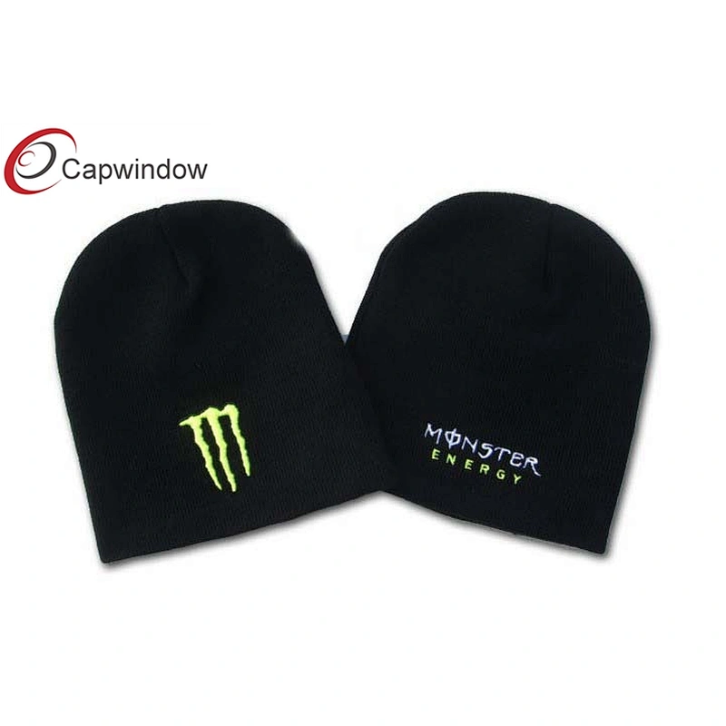 Skiing Beanie Winter Hats With 3D Monster Embroidery Logo On Front