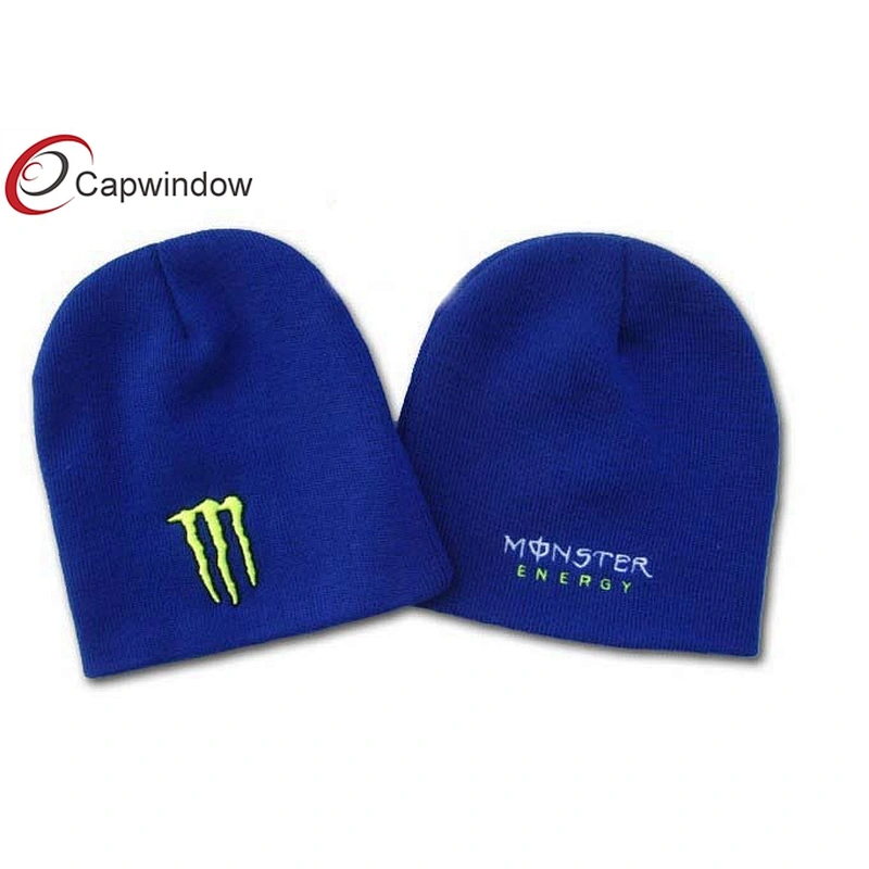 Skiing Beanie Winter Hats With 3D Monster Embroidery Logo On Front