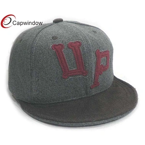 Dark Grey Felf Wool Baseball Caps With Application Embroidery On Front