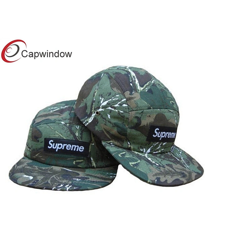 Allover Zebra Printed 5 Panel Camper Cap With Flat Embroidery Logo