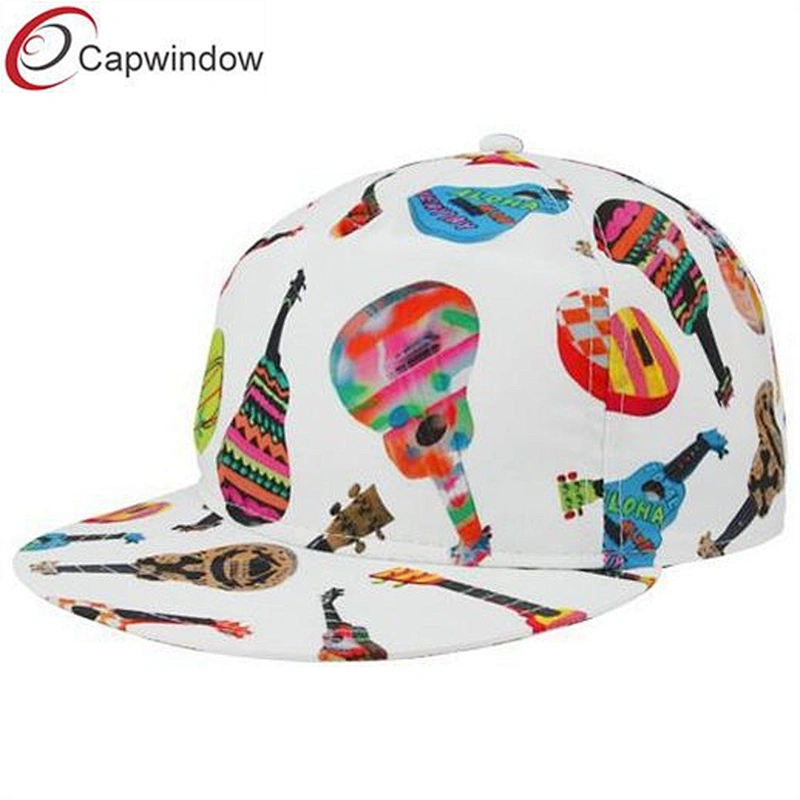 Casual Friday Snapback Adjustable Hat of White Ukuleles with Sublimated Graphics