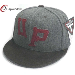 Dark Grey Felf Wool Baseball Caps With Application Embroidery On Front