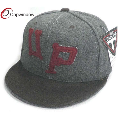 Dark Grey Felf Wool Baseball Caps With Application Embroidery On Front