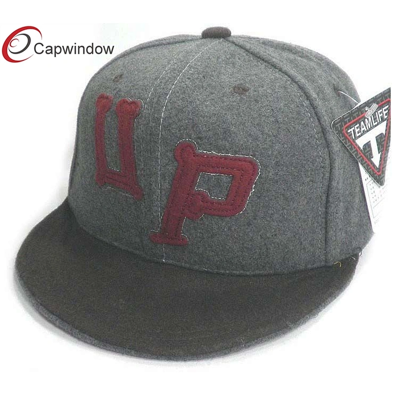 Dark Grey Felf Wool Baseball Caps With Application Embroidery On Front