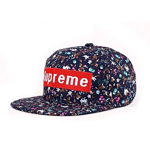 Allover Flower Pattern Printing Fitted Baseball Hats With Flat Embroidery On the Crown