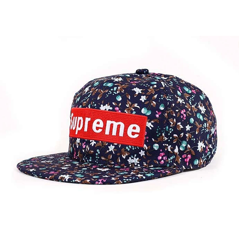Allover Flower Pattern Printing Fitted Baseball Hats With Flat Embroidery On the Crown