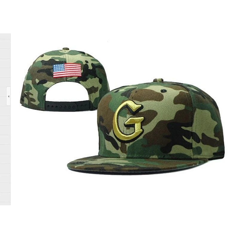 6 Panel Camouflage Snapback Baseball Cap With 3D Embroidery On The Crown