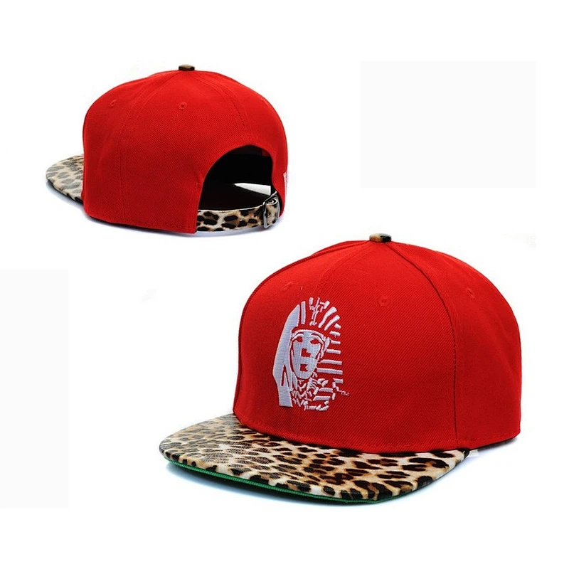 Leopard-Print Leather Custom Strapback Cap With Metal Bucker Buckle Closure