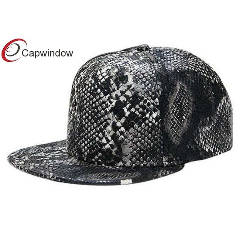 Snak Skin Leather Custom Strapback Hats With Velcro Closure