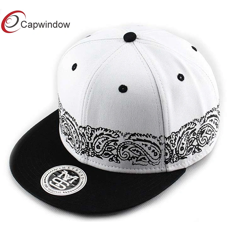 Amoeba Printing Around Crown Flat Brim Baseball Hats With Plastic Snap Closure